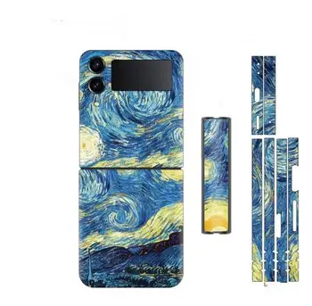Colorido Anti-risco Adesivo de Pele Wraped Para Samsung Galaxy Z Flip5 4 3 5G+Volta Dobradiça Lado+Completa Capa do Filme Para Galaxy Z Flip4