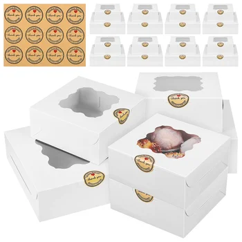 20pcs Cupcake Caixas de Embalagens de Papel Caixas de Confeitar Descartáveis, Recipientes com Janela