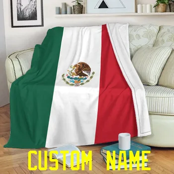 México Bandeira Patriótica Cobertor de Lã Nome Personalizado Mexicano Ultra Flanela Macia Pelúcia Jogar Mantas para Sofá e Sofá-Cama Dropshipping