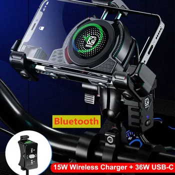 Moto Suporte do Telefone sem Fio de Carregador de Moto Moto Espelho Móvel Stand Suporte USB de Carregamento Rápido Celular Guiador