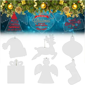 Envio rápido Transparente Multi-Forma de Acrílico Enfeites de Natal Diy em Branco Árvore de Natal da Decoração do Partido Suprimentos новый год