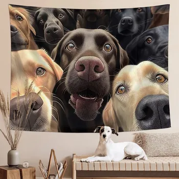 Cão de estimação Selfie Tapeçaria Bonito Lindo Cão Pendurado na Parede como Arte de Parede para Quarto Dormitório Sala de estar do Colégio