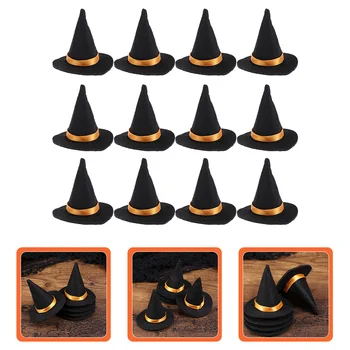 12 Pcs Mini Chapéu De Bruxa De Halloween Garrafa Ornamento Chapéus Pequenos Mesa De Refeições Decoração Favores Do Partido Caps Jantar Decorações De Adereços