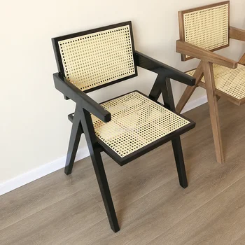 Nordic Sólidos de Madeira, Cadeiras de Jantar para a Cozinha Casa de Vime, Cadeira de Jantar Sala de estar Mobiliário Japonês de Lazer Poltrona de Encosto