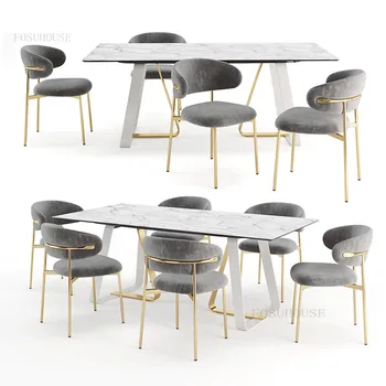 Nordic de Luxo Cadeira de Jantar Moderna e Minimalista para Trás da Cadeira de Mobiliário em Ferro Forjado Multi-coloridos de Espuma de Memória Cadeiras de Jantar B