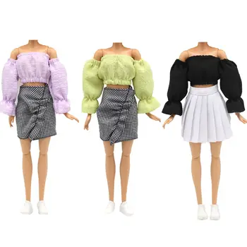 Kawaii Doll Roupas mais Recentes Bonito Bodysuit T-shirt, Saia Adequado Para 29cm Boneca Diário Casual, Acessórios de Vestuário para as Meninas de Presente