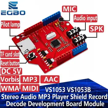 EGBO VS1053 VS1053B de Áudio Estéreo, MP3 Player Escudo de Registro de Decodificar Conselho de Desenvolvimento do Módulo Com Slot para Cartão TF Para o Arduino UNO R3