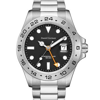 GMT Homens do Relógio Luxo Esporte Relógio Marca de Topo Daniel Gorman 43mm de Quartzo de Pulso, 515 Movimento 5Bar Impermeável Luminosos Relógios