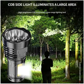 Lanterna Super Brilhante 8 leds +1 ESPIGA de Ultra Potente Lanterna Led Recarregável Luz da ESPIGA do Lado de Luz (5 Modos de Aventura ao ar livre