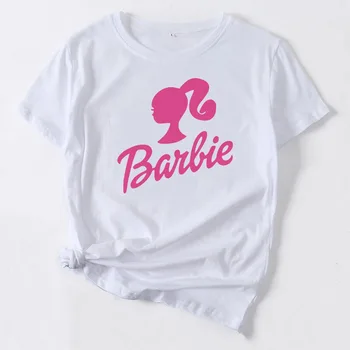 2023 Barbie Princesa Da T-Shirt Da Moda Senhoras Soft Solta Em Torno Do Pescoço De Verão, As Meninas De Manga Curta Todas As Mulheres Correspondem Tops Moletom