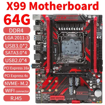 X99 LGA2011-3 64GB placa-Mãe Suporte DDR4 M. 2 NVMe Compatível com HDMI+USB3.0+RJ45+wi-FI connector para o Xeon E5 V3 V4 Processador