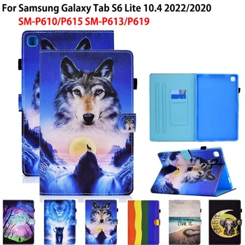 Para Samsung Galaxy Tab S6 Lite 2022 Smart Tablet Caso SM-P613 SM-P619 de 10,4 Polegadas Flip Cover para Funda Galaxy S6 Lite P610 P615