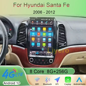 Liyero 12.1 Polegadas Auto Android 12 Para Hyundai Santa Fe 2006-2012 auto-Rádio Estéreo Leitor de Multimídia GPS de Navegação de Vídeo Carplay