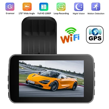 Carro DVR WiFi Full HD 1080P Traço Cam Visão Traseira do Veículo Gravador de Vídeo da Câmera de Visão Noturna Automática DVRs Dashcam GPS m de Acessórios para carros