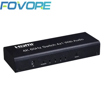 HDMI Switcher 4K 60Hz Interruptor 4 em 1 out HD-MI/Divisor de Switcher de Áudio Extractor com ARCO IR Controle Remoto para a TV Xbox HDTV PS4
