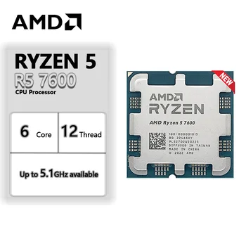 AMD Ryzen 5 7600 R5 7600 CPU Processador de 3,8 GHz de Núcleo 6 12-Thread da CPU Processador de 5NM L3=32M Soquete EM5 (Sem Cooler）
