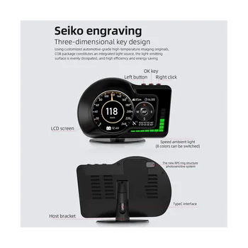OBD2 EOBD Multifuncional de LCD OBD+GPS HUD Auto Carro do Computador Head UP Display em Tempo Real Velocímetro para Todos os Carro